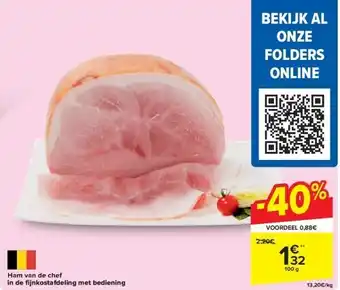 Carrefour Ham van de chef in de fi jnkostafdeling met bediening aanbieding