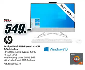 MediaMarkt HP 24-dp0020nb AMD Ryzen 3 4300U PC All-in-One aanbieding