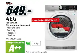 MediaMarkt AEG T8DBE84ABS Warmtepomp droogkast aanbieding