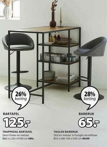 Jysk Bartafel, Barkruk aanbieding