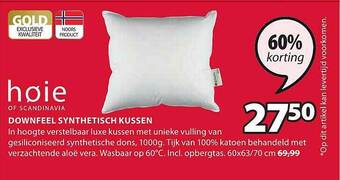Jysk Downfeel Synthetisch Kussen aanbieding