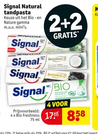Kruidvat Signal Natural Tandpasta 4 voor 4 x Bio Freshness 75 ml aanbieding