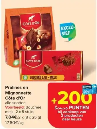 Carrefour Pralines en Mignonnette Côte d’Or aanbieding