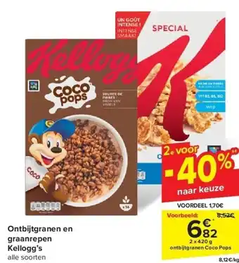 Carrefour Ontbijtgranen en graanrepen Kellogg’s aanbieding