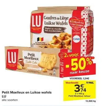 Carrefour Petit Moelleux en Luikse wafels LU aanbieding