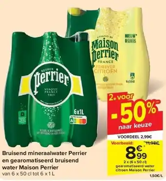 Carrefour Bruisend mineraalwater Perrier en gearomatiseerd bruisend water Maison Perrier aanbieding