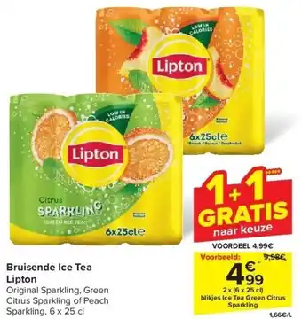 Carrefour Bruisende Ice Tea Lipton aanbieding