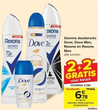 Carrefour Gamma deodorants Dove, Dove Men, Rexona en Rexona Men aanbieding