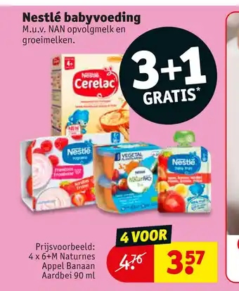 Kruidvat Nestle Babyvoeding 4 x 6+M Naturnes Appel Banaan Aardbei 90 ml aanbieding