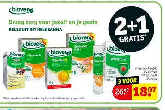 Kruidvat 3 x Biover Vitamine D 45 caps aanbieding