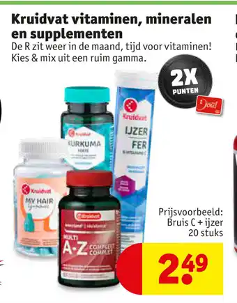 Kruidvat Vitaminen, Mineralen En Supplementen Bruis C + Ijzer 20 stuks aanbieding