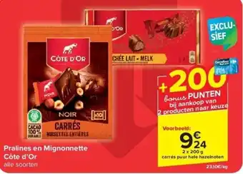 Carrefour Pralines en Mignonnette Côte d’Or aanbieding