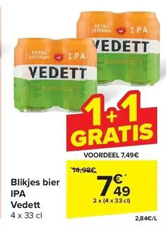 Carrefour Blikjes bier IPA Vedett aanbieding