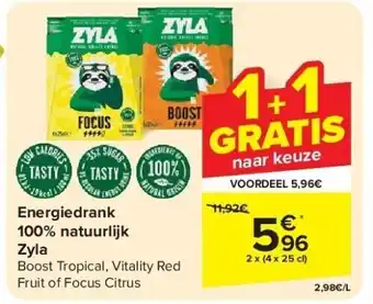 Carrefour Energiedrank 100% natuurlijk Zyla aanbieding