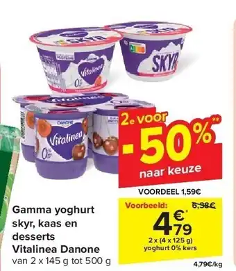 Carrefour Gamma yoghurt skyr, kaas en desserts Vitalinea Danone aanbieding