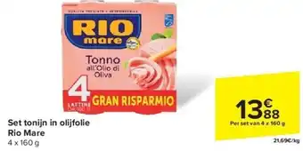 Carrefour Set tonijn in olijfolie Rio Mare aanbieding