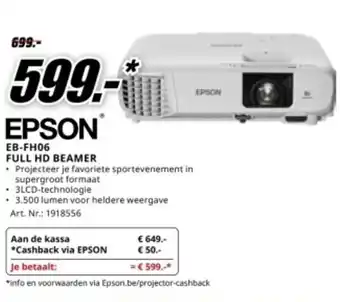 MediaMarkt EPSON EB FH06 FULL HD BEAMER aanbieding