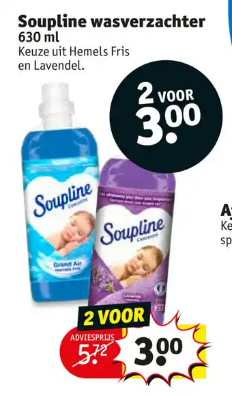 Kruidvat Soupline Wasverzachter 630 ml 2 voor aanbieding