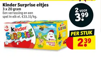 Kruidvat Kinder Surprise Eitjes 3 x 20 gram 2 voor aanbieding