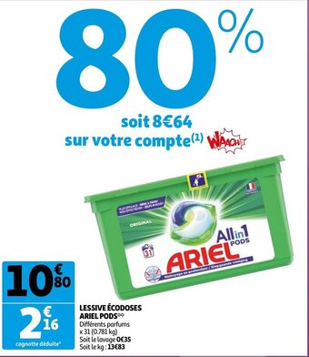 Auchan Lessive Ecodoses Ariel Pods aanbieding