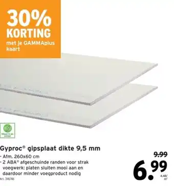 GAMMA GyprocⓇ gipsplaat dikte 9,5 mm aanbieding