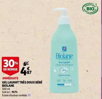 Auchan Immediate Gel Lavant Tres Doux Bebe Biolane aanbieding