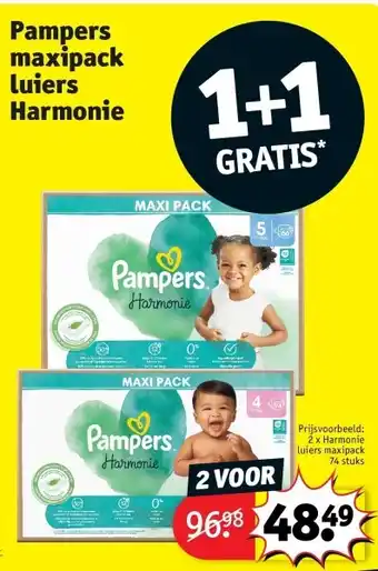 Kruidvat Pampers maxipack luiers Harmonie aanbieding