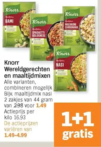 Albert Heijn Knorr Wereldgerechten en maaltijdmixen 2 zakjes van 44 gram aanbieding