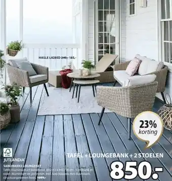 Jysk TAFEL + LOUNGEBANK + 2 STOELEN aanbieding