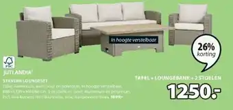 Jysk TAFEL + LOUNGEBANK + 2 STOELEN aanbieding