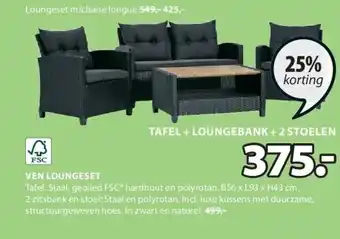 Jysk TAFEL + LOUNGEBANK + 2 STOELEN aanbieding