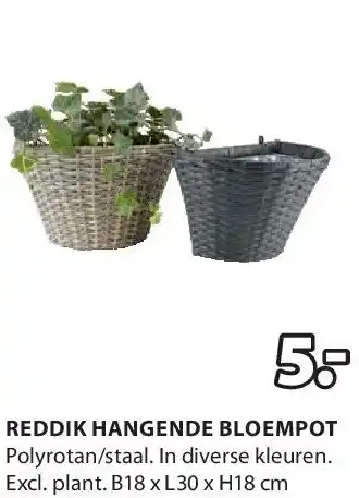 Jysk REDDIK HANGENDE BLOEMPOT aanbieding