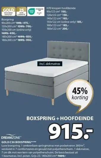 Jysk BOXSPRING + HOOFDEINDE aanbieding