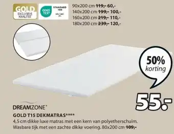 Jysk GOLD T15 DEKMATRAS aanbieding
