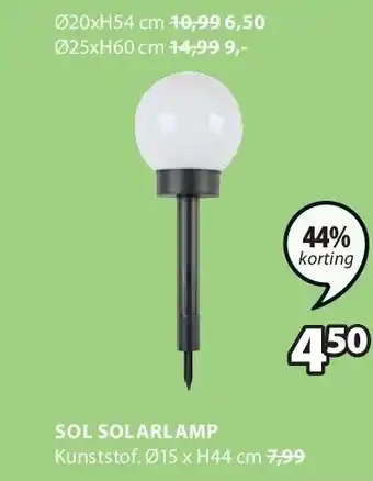 Jysk SOL SOLARLAMP aanbieding