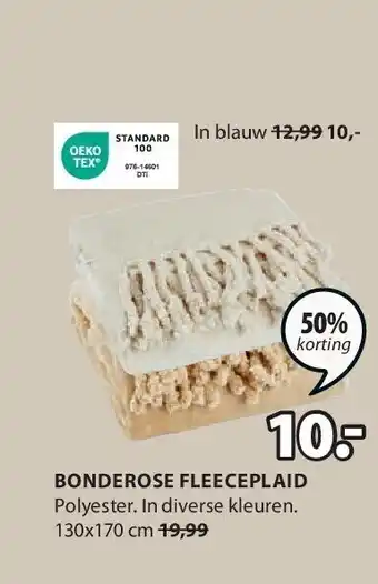 Jysk BONDEROSE FLEECEPLAID aanbieding