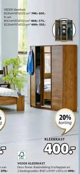 Jysk VEDDE KLEERKAST aanbieding