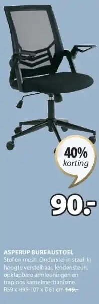Jysk ASPERUP BUREAUSTOEL aanbieding