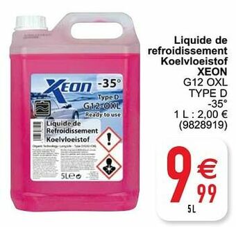 Liquide de refroidissement koelvloeistof xeon g12 oxl type d -35°