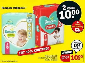 Kruidvat Pampers midpack premium protection maat 3 aanbieding