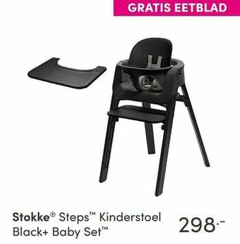 Baby & Tiener Stokke steps kinderstoel black+ baby set aanbieding