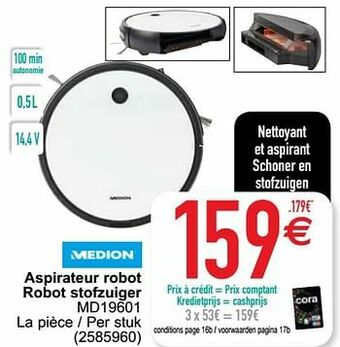 Cora Medion aspirateur robot robot stofzuiger md19601 aanbieding