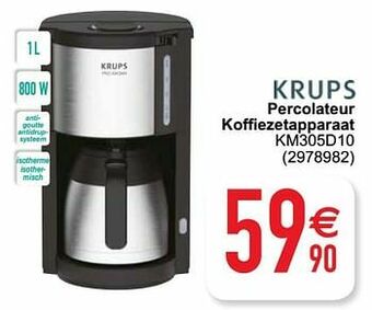 Cora Krups percolateur koffiezetapparaat km305d10 aanbieding