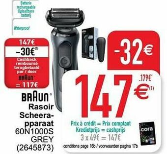 Cora Braun rasoir scheerapparaat 60n1000s grey aanbieding