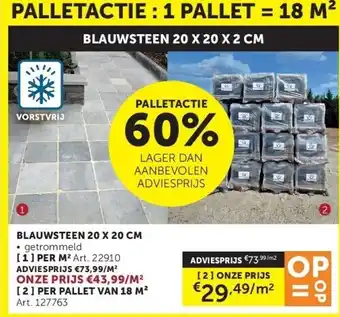 Zelfbouwmarkt BLAUWSTEEN 20 X 20 CM aanbieding