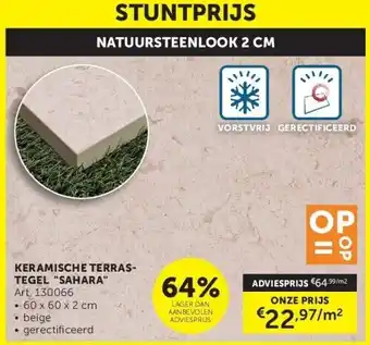 Zelfbouwmarkt KERAMISCHE TERRASTEGEL SAHARA aanbieding