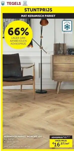 Zelfbouwmarkt KERAMISCH PARKET MORENO EIK aanbieding