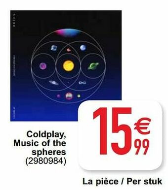 Cora Coldplay, music of the spheres aanbieding