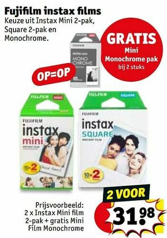 Kruidvat Instax mini film + gratis mini film monochrome aanbieding