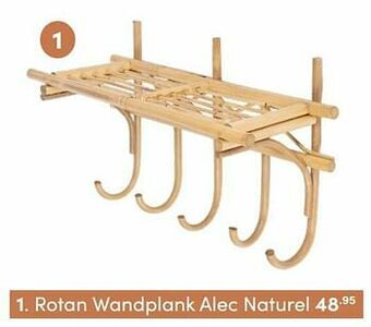 Rotan wandplank alec naturel